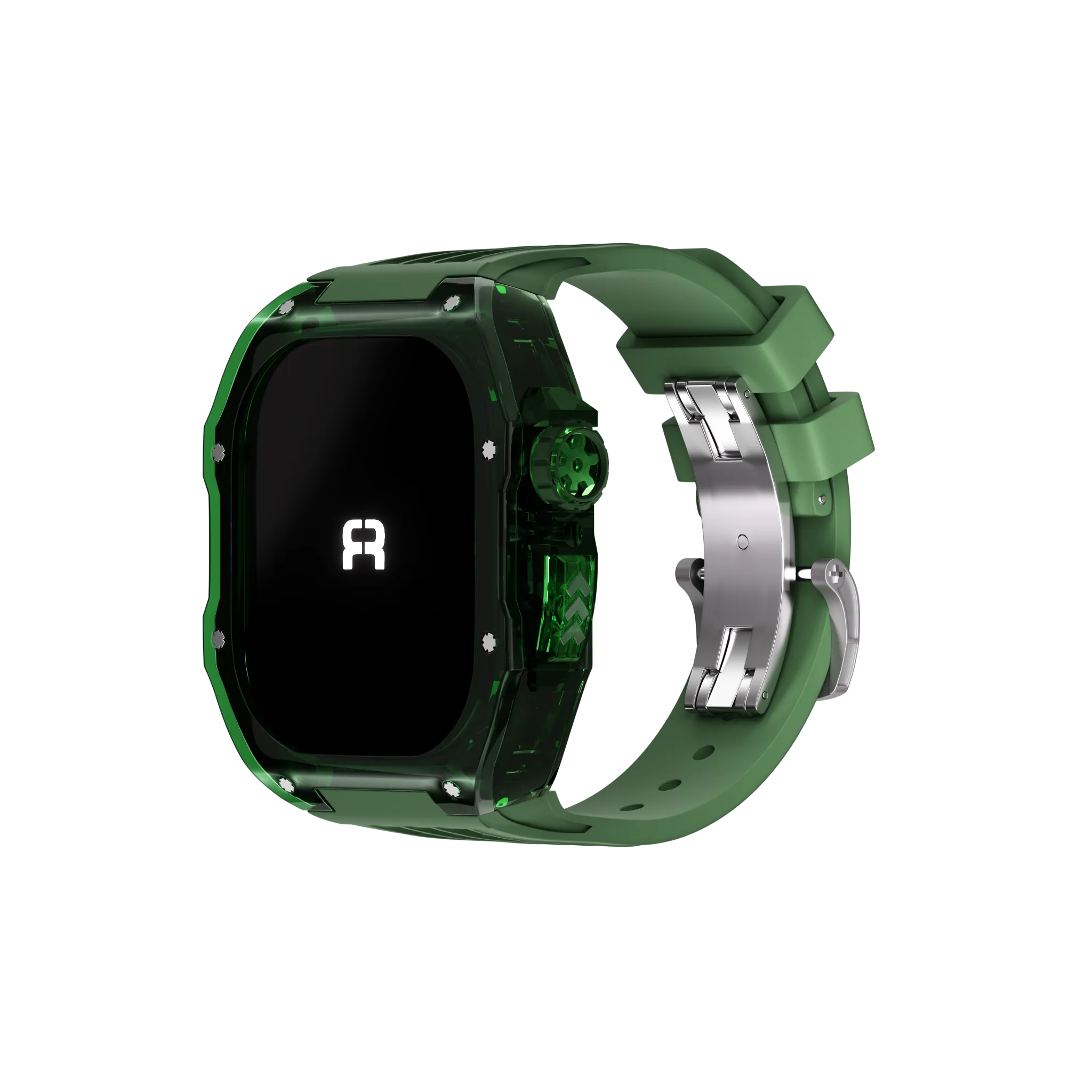 Reqior Apple Watch 45mm Polymer Hülle mit integriertem Gummi-Armband (Grün)