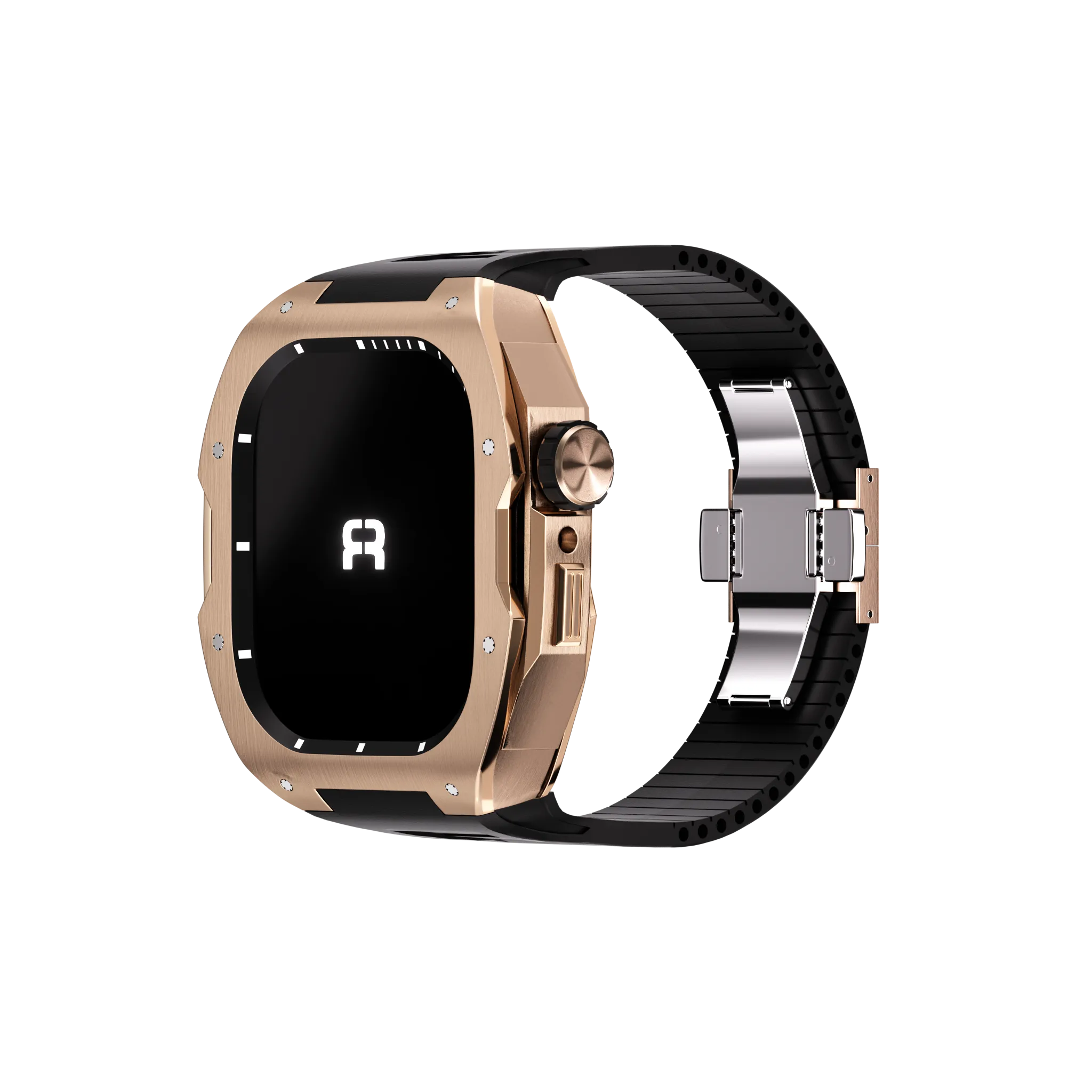 Reqior Apple Watch 45mm Hülle mit integriertem Gummi-Armband (Roségold)