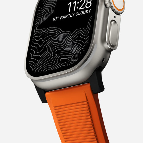 Nomad Rugged Apple Watch Silikonarmband (Schwarz/Ultra Orange)