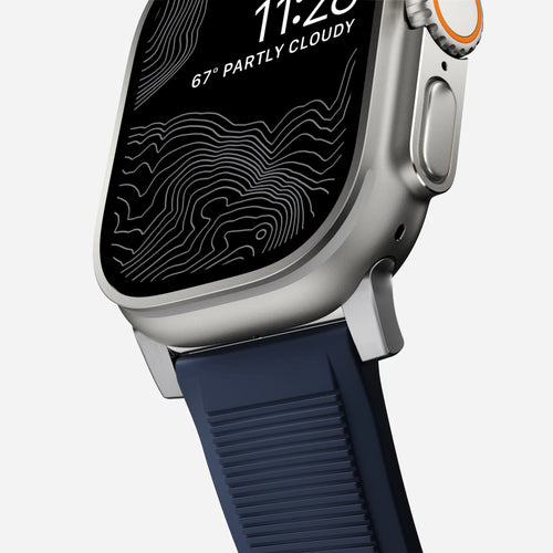 Nomad Rugged Apple Watch Silikonarmband Silber/Atlantikblau)