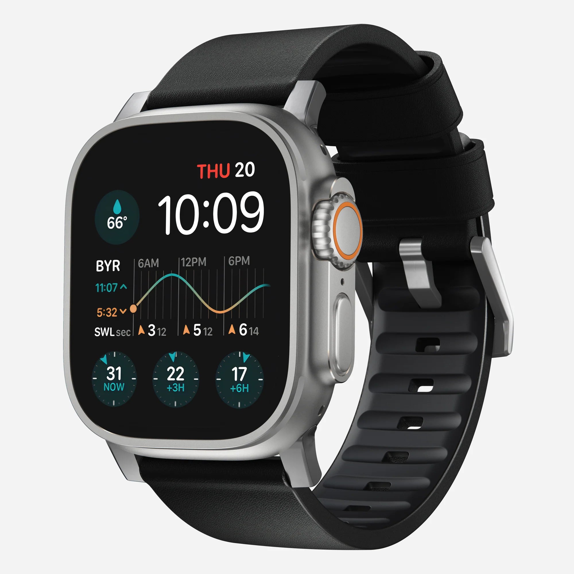 Nomad Active Pro Apple Watch Hybrid Armband (Schwarz/Silber)