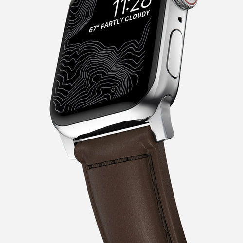 Traditional Leather Strap, on a watch, 3/4 front view