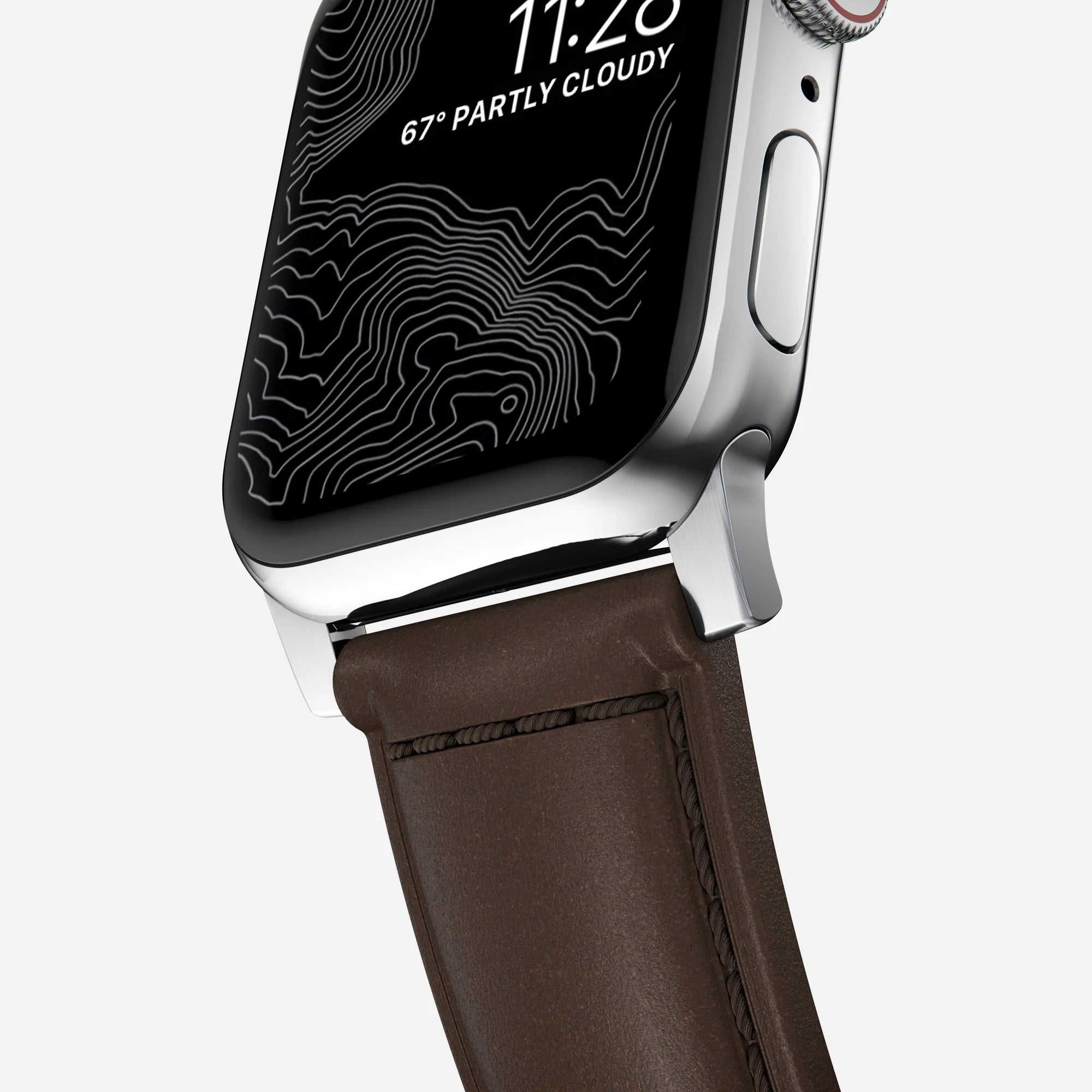 Nomad Traditional Apple Watch Lederarmband (Braun/Silber)
