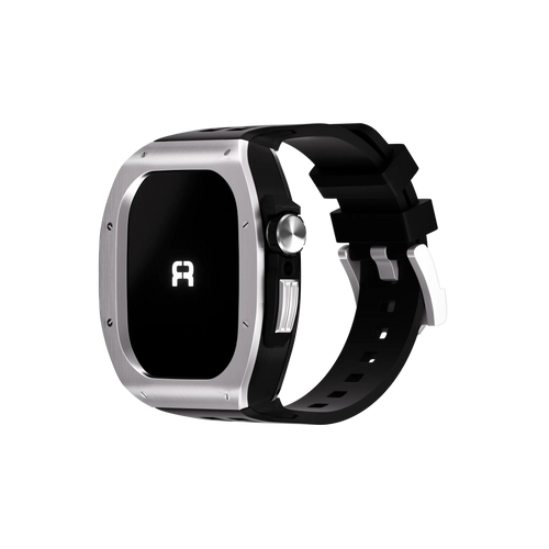 Reqior Apple Watch 45mm Polymer and Metal Case with Rubber Strap (Silver)
