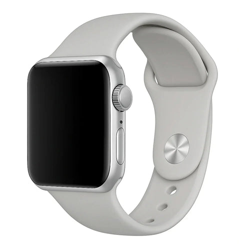 Silicone Strap, grey, on a watch, 3/4 front view
