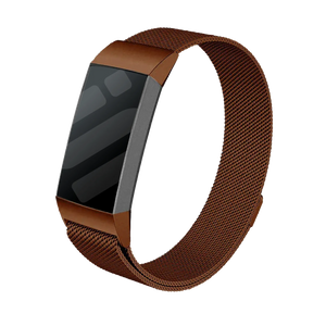 Milanese Strap, brown, on a watch, 3/4 front view