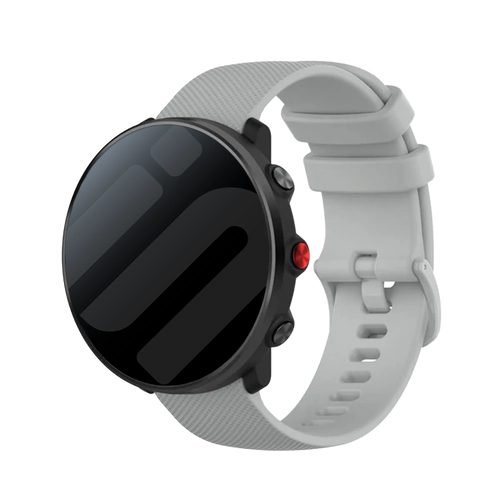 Premium Silicone Strap, grey, on a watch, 3/4 front view