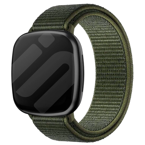 Nylon Strap, green, on a watch, 3/4 front view
