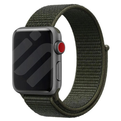 Nylon Strap, dark green, on a watch, 3/4 front view