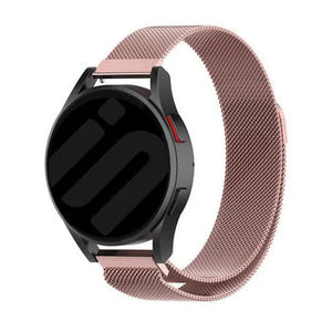 Milanese Strap, pink, on a watch, 3/4 front view