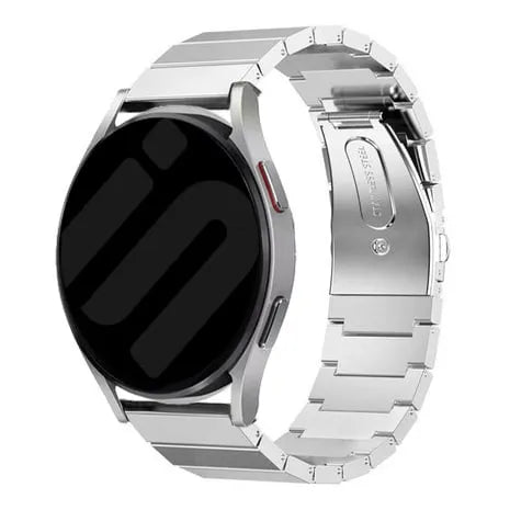 Premium Metal Strap, silver, on a watch, 3/4 front view