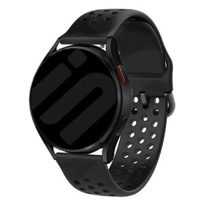 Breathable Silicone Strap, black, on a watch, 3/4 front view