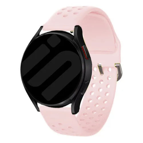 Breathable Silicone Strap, pink, on a watch, 3/4 front view