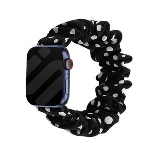 Apple Watch Scrunchie Armband (Schwarz mit Punkten)
