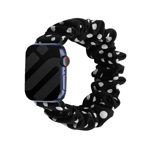 Apple Watch Scrunchie Armband (Schwarz mit Punkten)