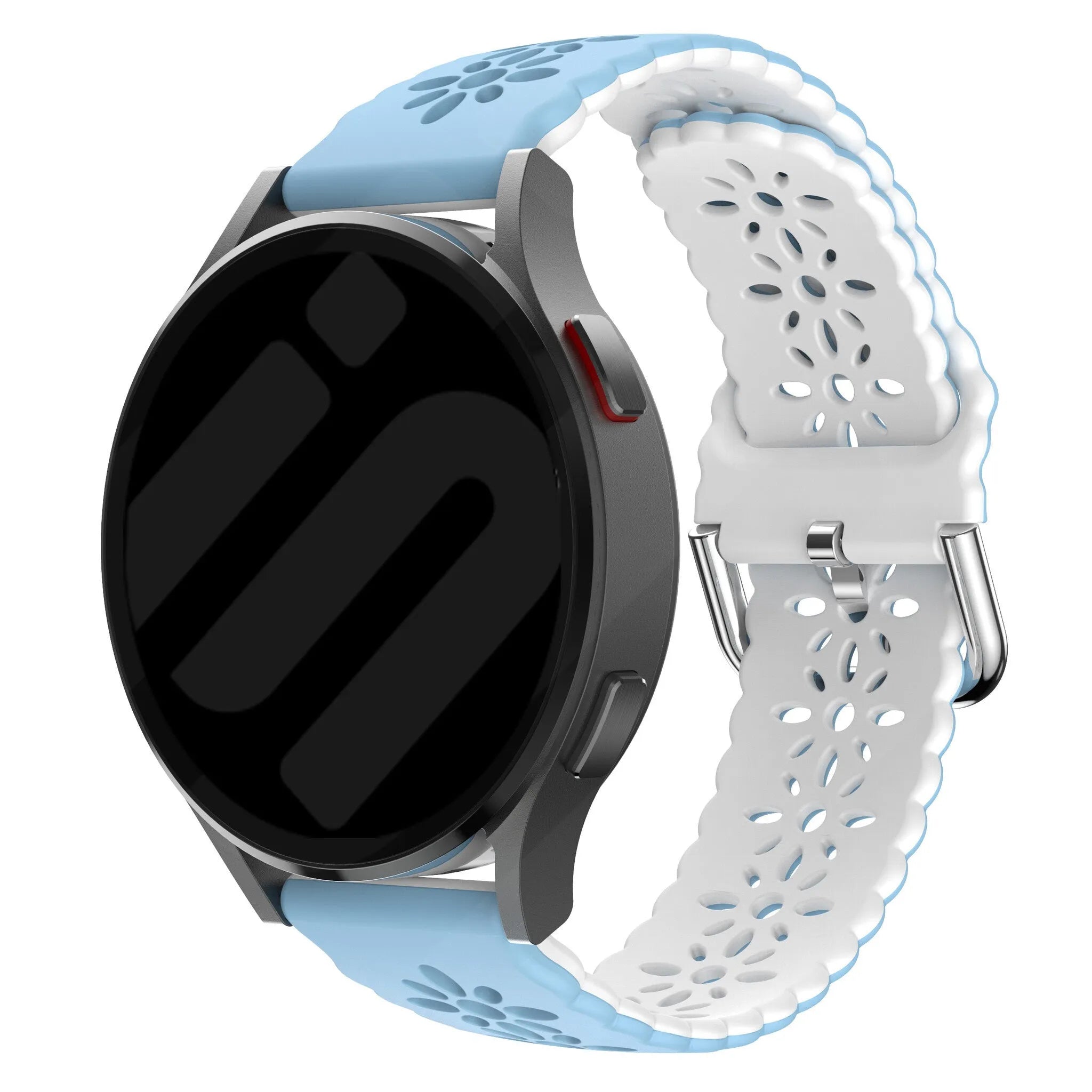 Coros Pace 2 Patterned Silicone Strap (Light Blue/White)