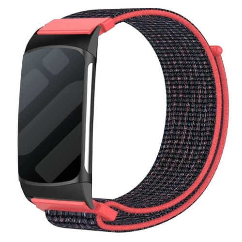 Fitbit Charge 6 Nylonarmband (Koralle/Schwarz)