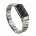 Fitbit Charge 5 Metall Link Armband (Silber/Rosa)