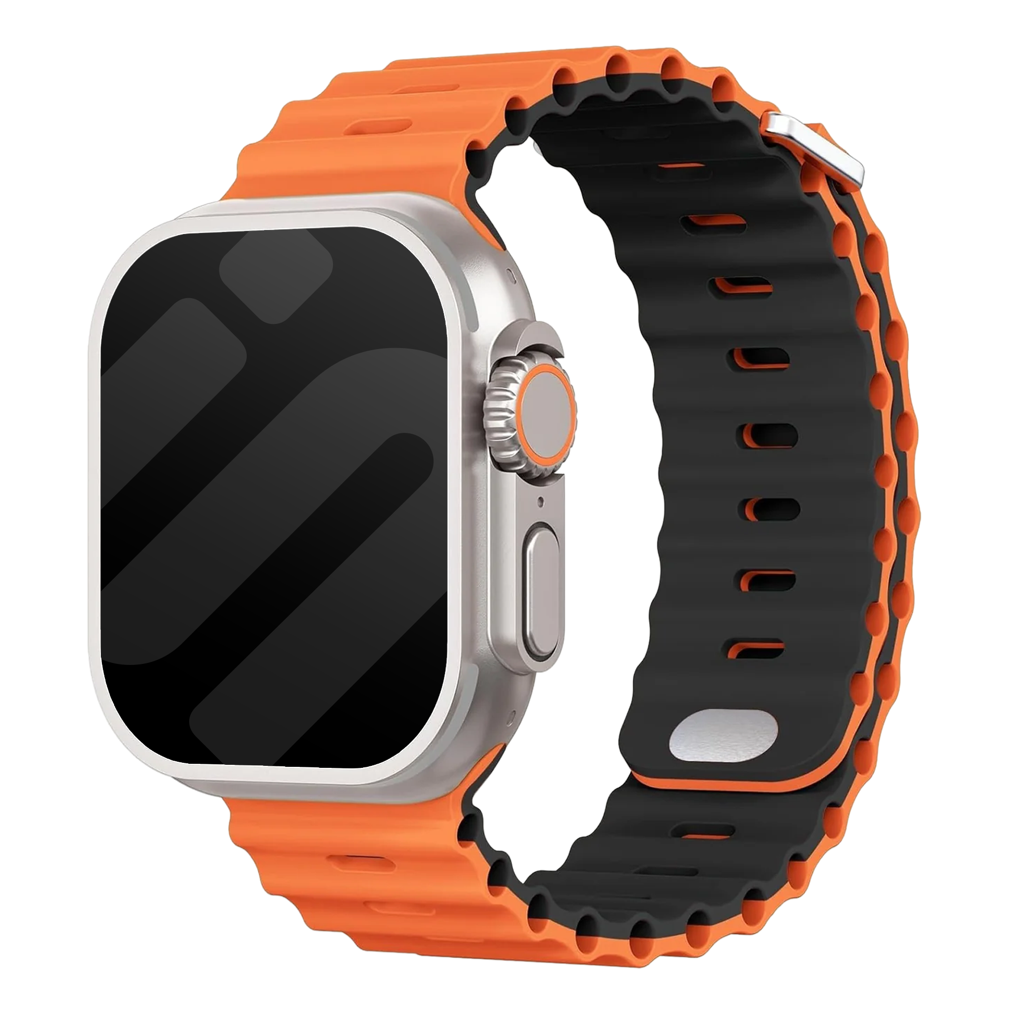 Apple Watch Ultra Ocean Strap with Snap Closure (Orange/Black)