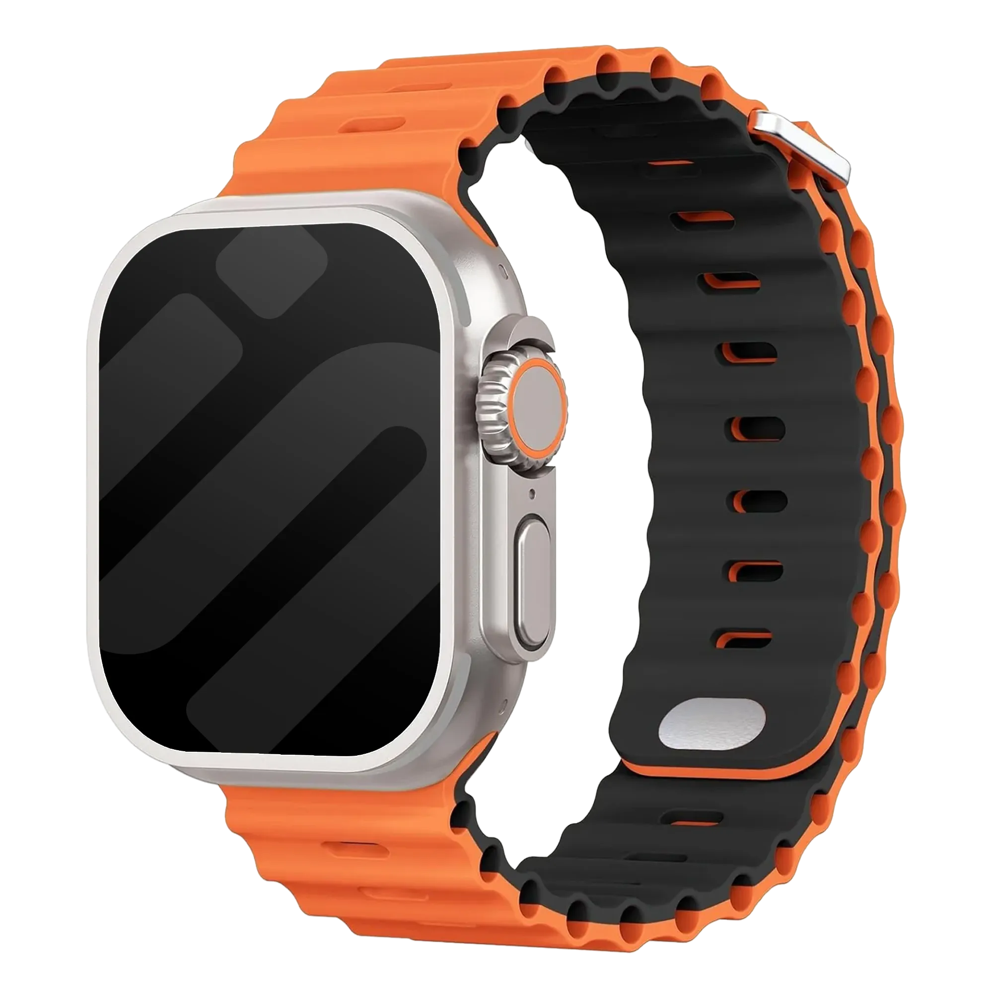 Apple Watch Ocean Strap with Snap Closure (Orange/Black)