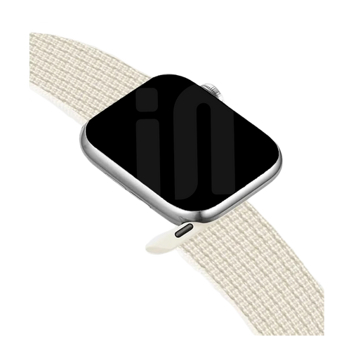 Nylon Loop Strap, starlight, on a watch, 3/4 front view