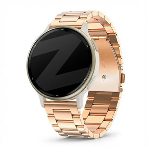 Steel Strap 'Classic', rose gold, on a watch, 3/4 front view