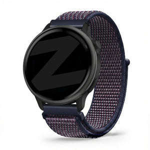 Nylon Loop Strap, indigo, on a watch, 3/4 front view