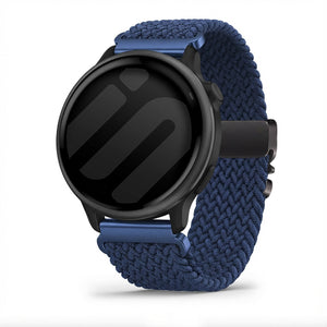 Nylon Braided Strap P-Buckle, blue, on a watch, 3/4 front view