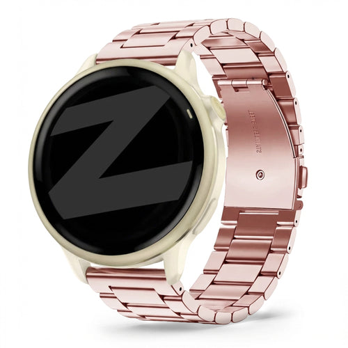 Steel Strap 'Classic', pink, on a watch, 3/4 front view