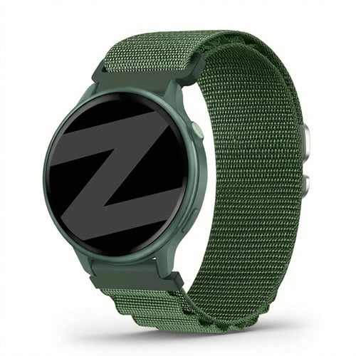Nylon Alpine Strap, green, on a watch, 3/4 front view
