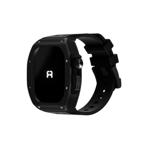Reqior Apple Watch 45mm Polymer and Metal Hülle mit integriertem Gummi-Armband (Schwarz)