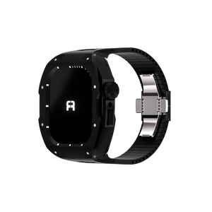 Reqior Apple Watch 45mm Hülle mit integriertem Gummi-Armband (Schwarz)