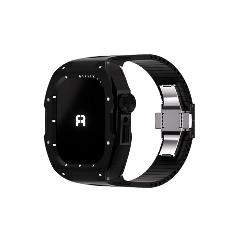 Reqior Apple Watch 45mm Hülle mit integriertem Gummi-Armband (Schwarz)