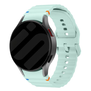 Wave Silicone Strap, light green, on a watch, 3/4 front view