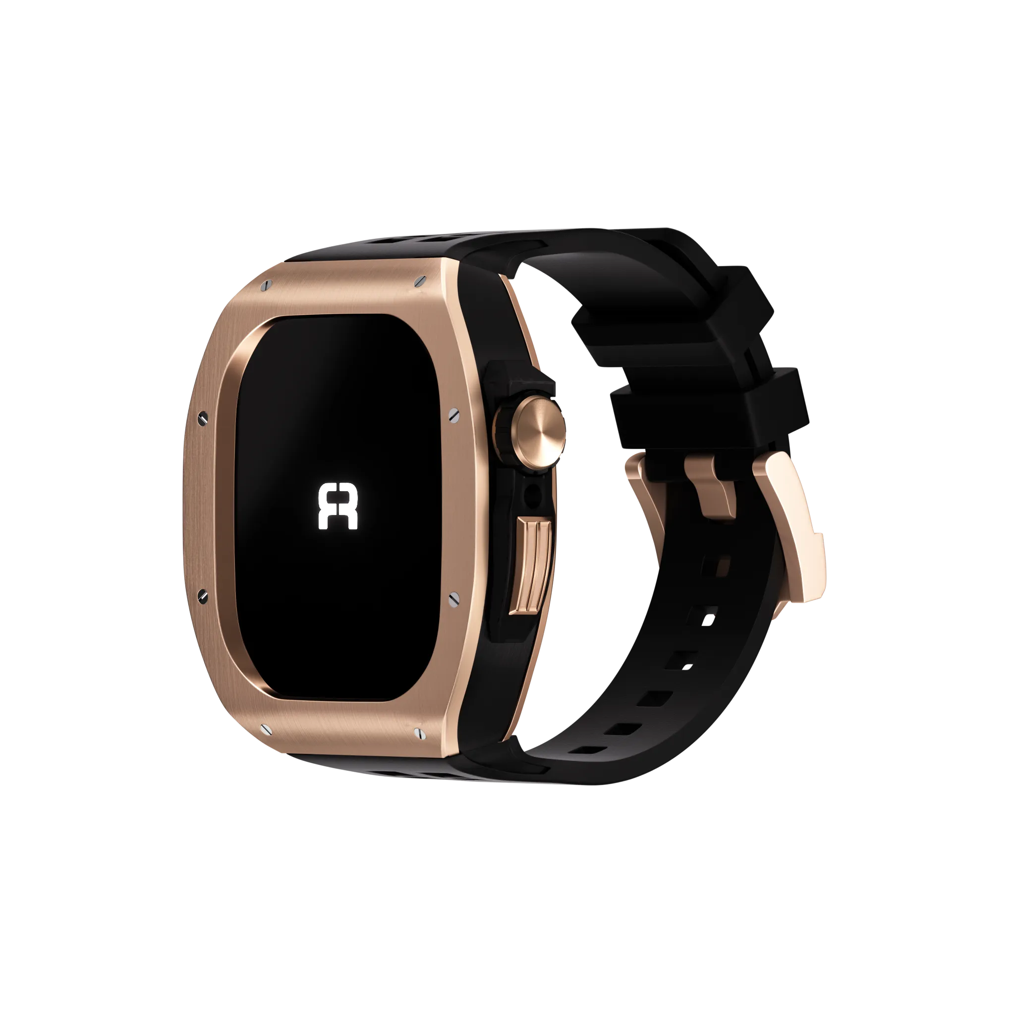 Reqior Apple Watch 45mm Polymer and Metal Hülle mit integriertem Gummi-Armband (Roségold)