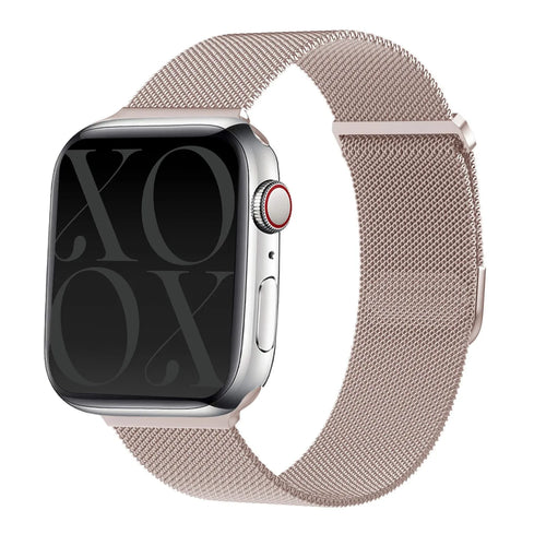 Milanese Strap, rose gold, on a watch, 3/4 front view