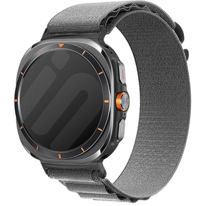 Alpine Nylon Strap, grey-blue, on a watch, 3/4 front view