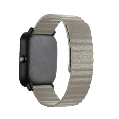 Leather Loop Strap, khaki, on a watch, 3/4 front view