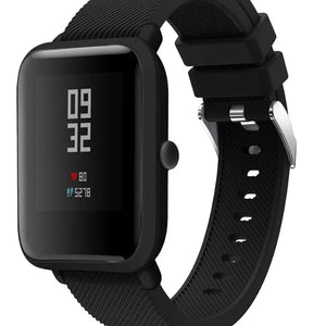Twill Silicone Strap, black, on a watch, 3/4 front view