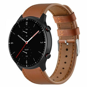 Modern Leather Strap, on a watch, 3/4 front view