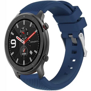 Twill Silicone Strap, dark blue, on a watch, 3/4 front view