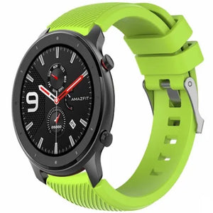 Twill Silicone Strap, light green, on a watch, 3/4 front view