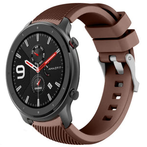 Twill Silicone Strap, brown, on a watch, 3/4 front view