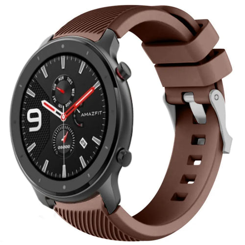 Twill Silicone Strap, brown, on a watch, 3/4 front view
