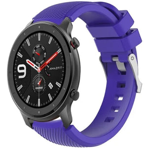 Twill Silicone Strap, purple, on a watch, 3/4 front view