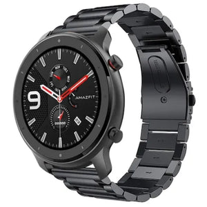Steel Strap, black, on a watch, 3/4 front view