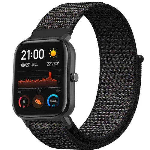 Nylon Strap, black, on a watch, 3/4 front view