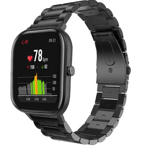 Steel Strap, black, on a watch, 3/4 front view