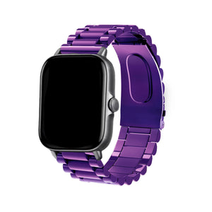 Steel Strap, purple, on a watch, 3/4 front view