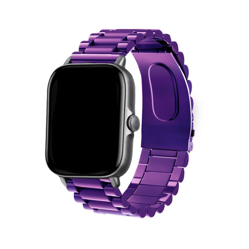 Steel Strap, purple, on a watch, 3/4 front view